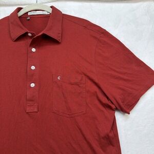 Criquet Golf Polo Shirt Red Short Sleeve Cotton Pocket Casual Mens Large